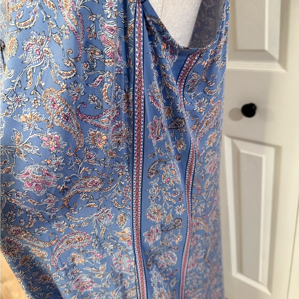 J. Jill, NWT Border Print Maxi Sleeveless Blue Floral Dress, Size M - Picture 6 of 12